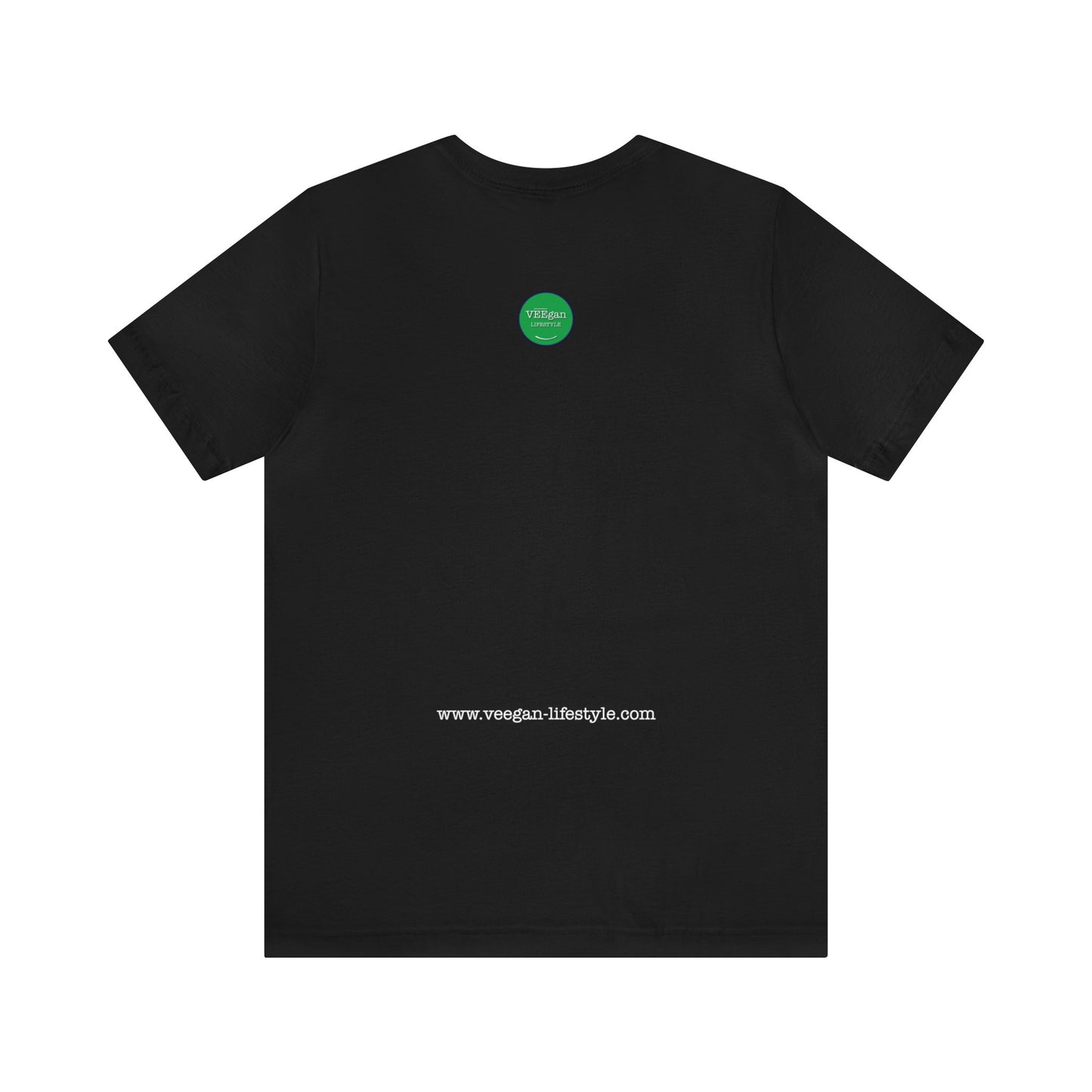 circled v vegan v symbol tee back